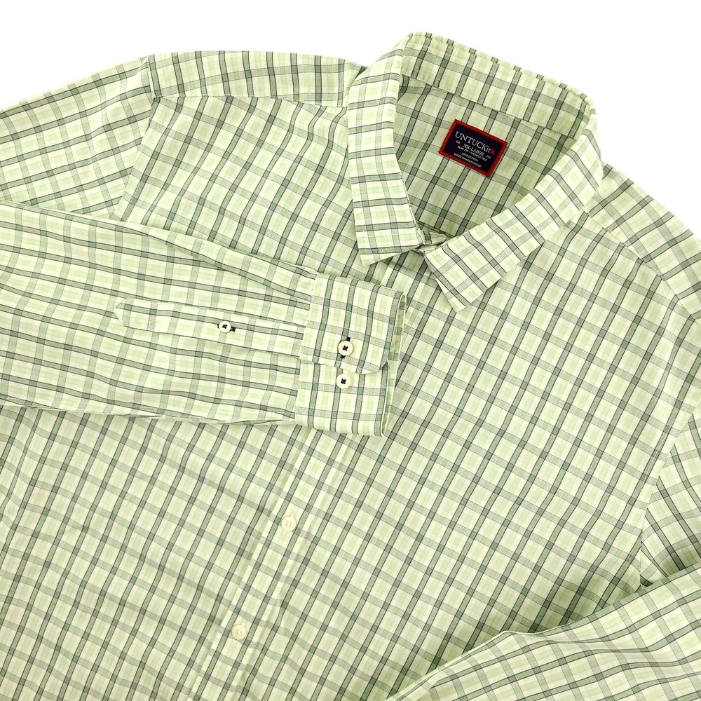 UNTUCKit Durif WF Shirt Mens 2XL Green Check Long Sleeve Button Up Wrinkle Free